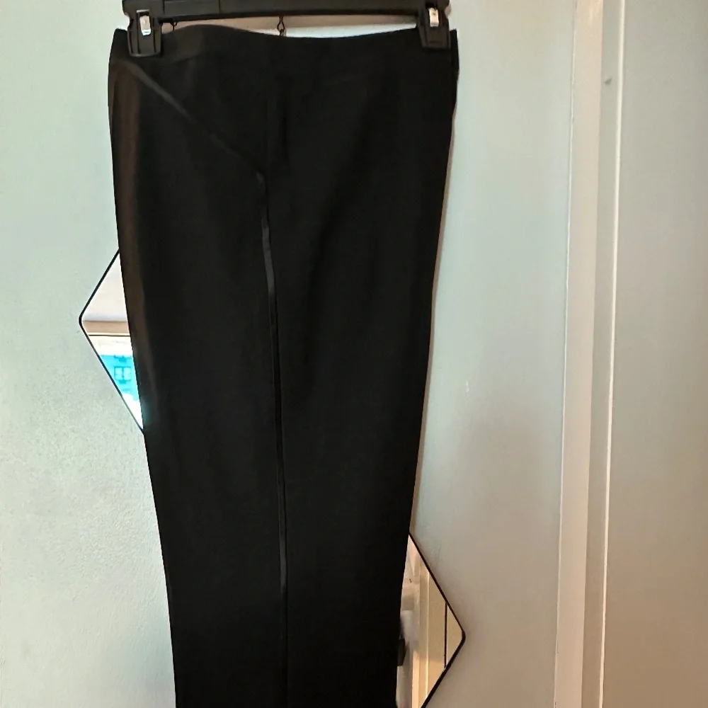 "BLACK FRIDAY SPECIAL" BLACK CREPE TUXEDO SLACKS - Picture 1 of 7